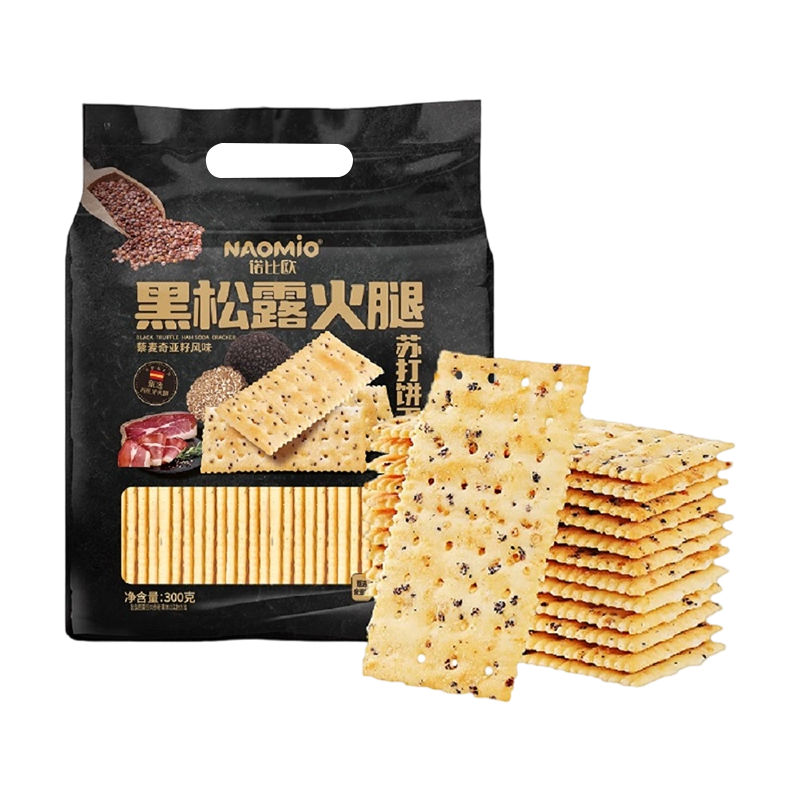 Crackers soda au jambon et à la truffe noire