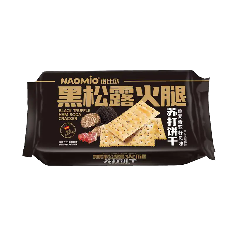 Crackers soda au jambon et à la truffe noire